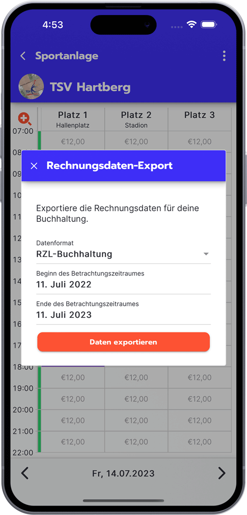 Rechnungsdaten exportieren